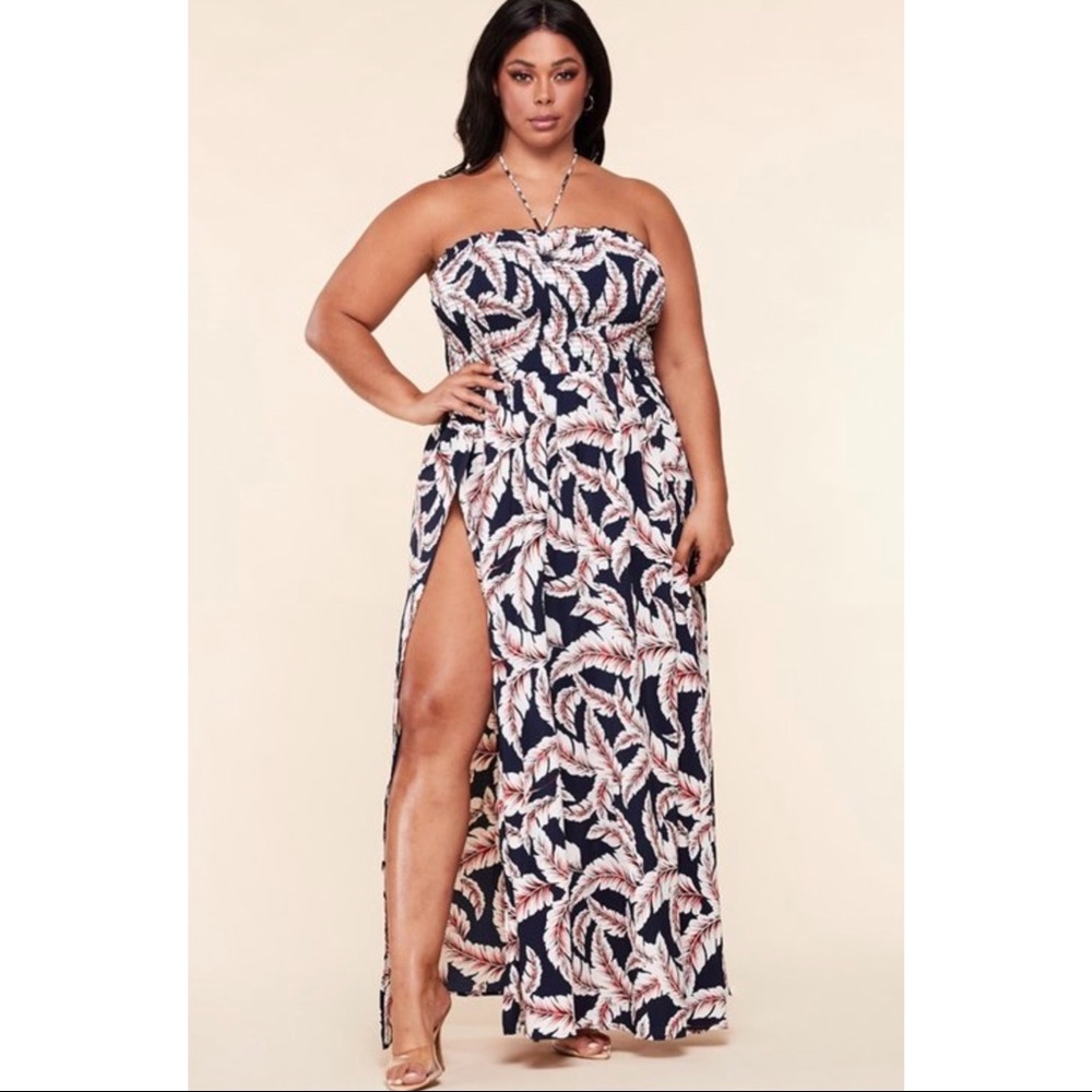 Plus Size Feather Maxi